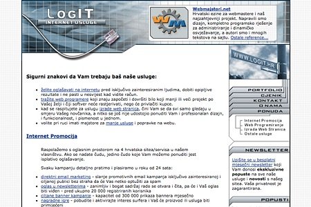 The first Logit.hr website from 2002
